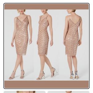 NWOT Adrianna Papell gold sequin beaded dress. Size 4